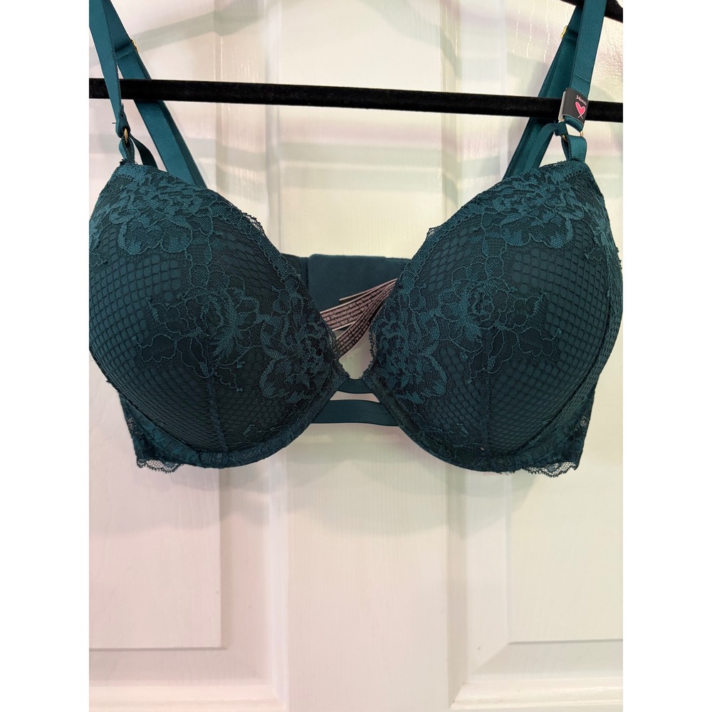 Victoria's Secret 34DDD Very Sexy Push Up Green Lace Bra New NWT